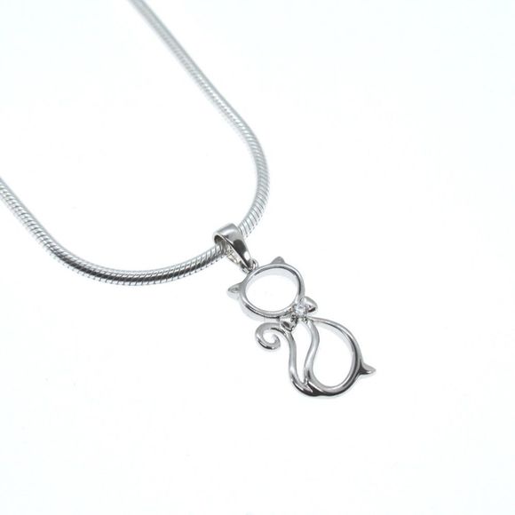 Sterling Silver 925  Cat Pendant Snake Chain 20” - Picture 6 of 9